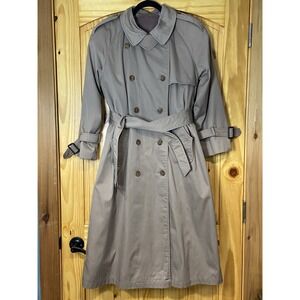 Vintage Worthington Made in Poland Long Double Breasted Trench Coat 4 Petite